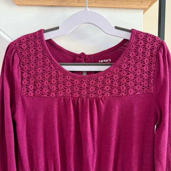 Carter’s Long Sleeve Burgundy Jersey Knit Dress, Size 7 - Picture 5 of 6